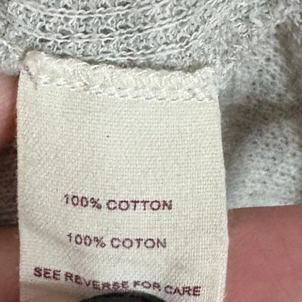 Free People Gray Waffle Knit Henley Tank Top Green Contrast Stitch Small